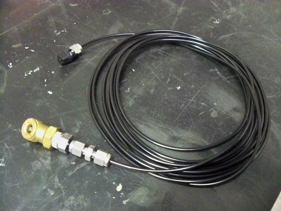then we can air up a flat after plugging it should anyone catch a nail or something when on the road ...connect straight to pump and reach 10-12 feet ...