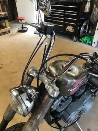 I took the stock wire harness out and built my own. I have a toggle switch on the headlight hi, lo and off.