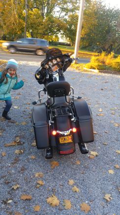 Fall colors and daughter wanting to be part of photo.