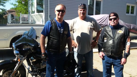 The 3 of us ready for a day of riding just before leaving Sarnia. (Gilles, George and myself)