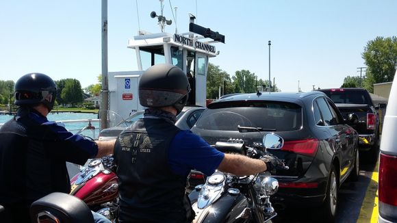 Another ferry is required to get from Algonac Michigan to Harssens Island USA. Cost of this ferry is $5.00 US and that covers the trip to the island and back.