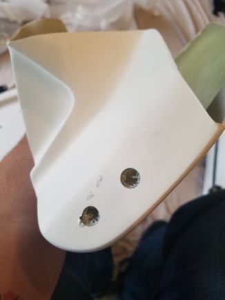 other leg lower. holes a little cleaner.