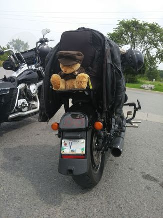 Pit-stop during the first Rolling Barrage in 2017 (wife was on course and couldn't ride, so I got her a mascot from YOW WO Sgt's & PO's Mess that made the trip for her)