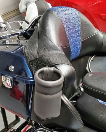 I used some 2 inch webbing to form the harness to attach the cup holder to.