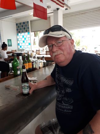 After 13 hours of flying, time to relax and enjoy a cerveza!