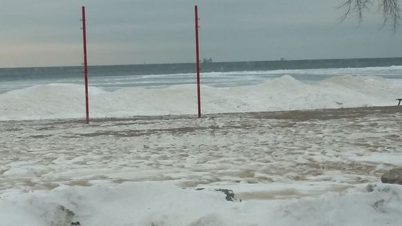 Lake Huron at Canatara Park near the mouth of the St. Clair River, Sarnia, Ontario.