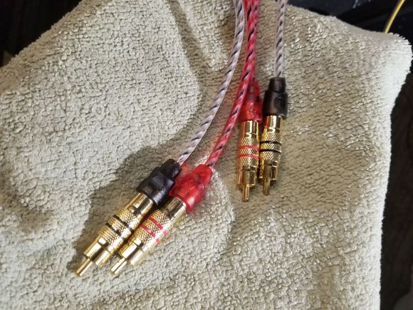 RCA's from the Cerwin Vega B54 amp (left and right side plugs).