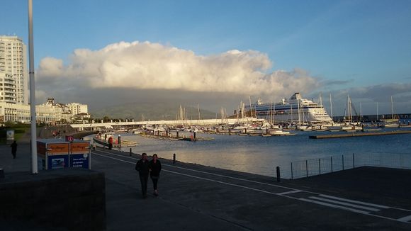 The boardwalk out in front of our hotel close to dusk.