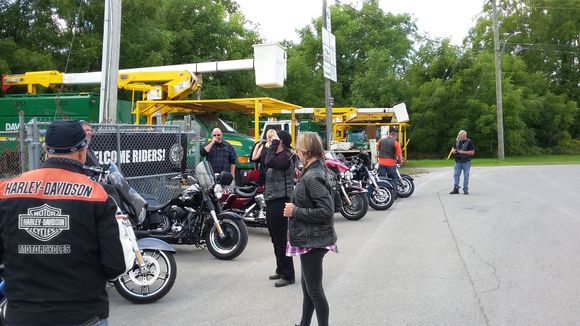 Arrival at “Scotty’s Cycle Shop” in Strathroy, Ontario.