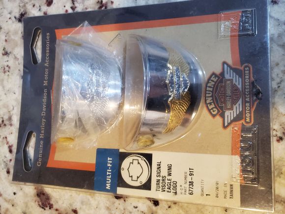 Unopened turn signal visors eagle wing logo HD part number 67738-91t multi-fit