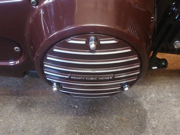 Painted Derby Cover adss a nice little bling without the Chrome it all approach  !