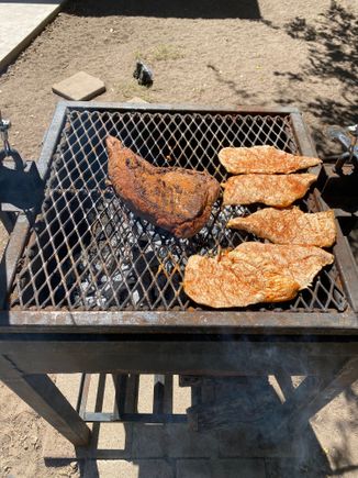 A few chicken breasts while I had a fire going..