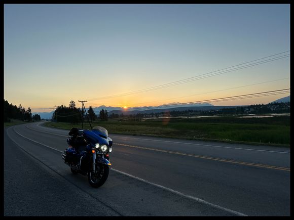 Up with the chickens and heading west… Sunrise over the Canadian Rocky Mountains