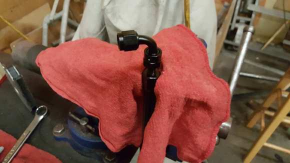 Inserted hose end..., into hose nut..., after hose fully seated into hose nut