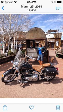 The black saddlebags are only on the bike during long trips with the wife.  I get lots of complements on the seat (Le Pera).
