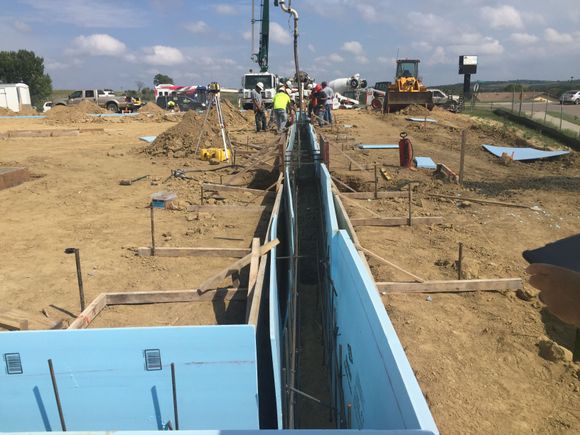 126' long foundation wall, nursing home addition.