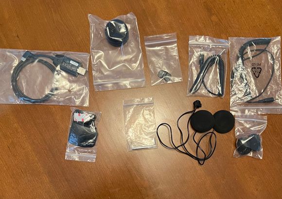 Stock speakers, velcro, charging wire, various other wires