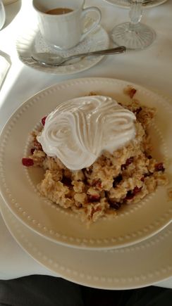 Cranberries, pecans and whipped cream. Yummy!