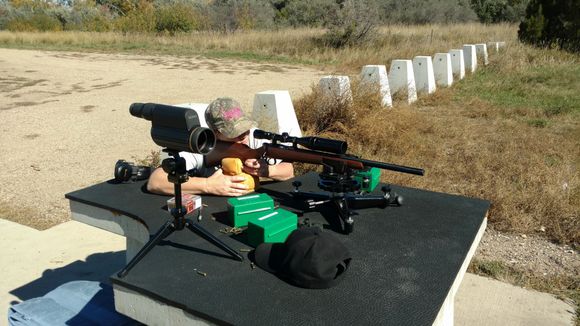 My wife lobbing a few down range last summer, she is a awsome shooter, a natural at it, has out shot me several times in the past!