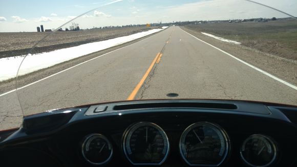 Headed south to Peoria and saw snow in the ditches.