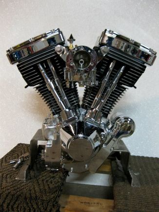 Polished S&S 80" cases with 96" stroker kit, S&S 561 cam w adj rods, S&S 2 piece rocker boxes, S&S Chromed Super G carb w venturi, ported heads w stainless os valves, and a crane HI4 ign.