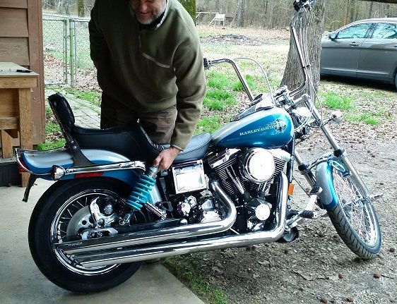 Goofing off... mocking up a British Nitron shock that matches the painted stripe.