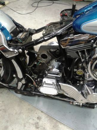 Pulled oil tank to blast the chrome off ...to dissipate more heat ...