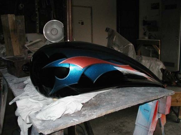 Hardtail #5 I painted the thing about every year. Just a fuel tank, an oil tank under the seat, and two fenders. Easy peezy! Not near as many parts as a bagger!