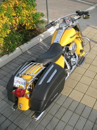Drag bars.all  disc brake pads are Lyndall race pads. Corbin gel solo seat.