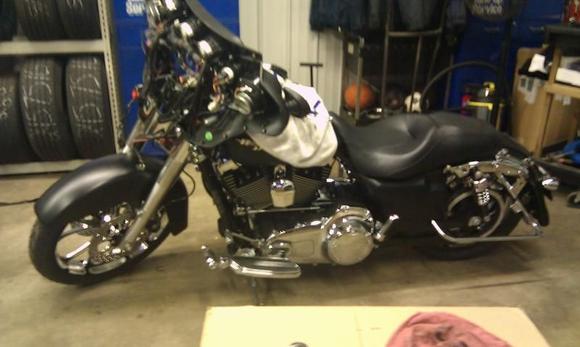 2010 street glide under construction.  took three weeks to change everything on the bike.  Well worth it!!!!!!!!!!