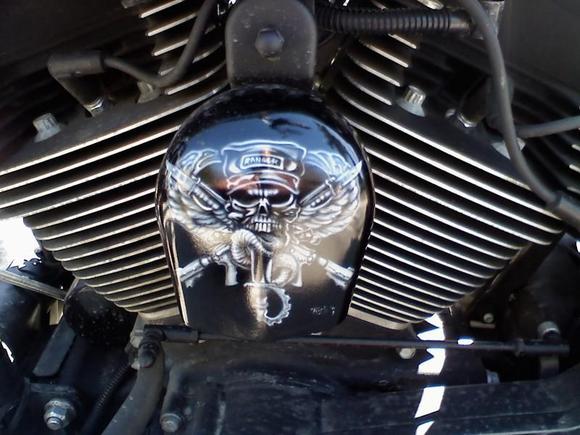 This is another free hand airbrush job of a Ranger logo, I had done on my horn cover. The artist did an amazing job!