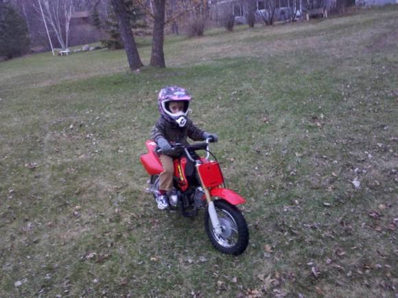 Joey, 4 yrs, on his XR50R