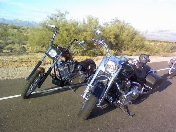 The bike in the background is the Death Dealer, was made by Jesse James.