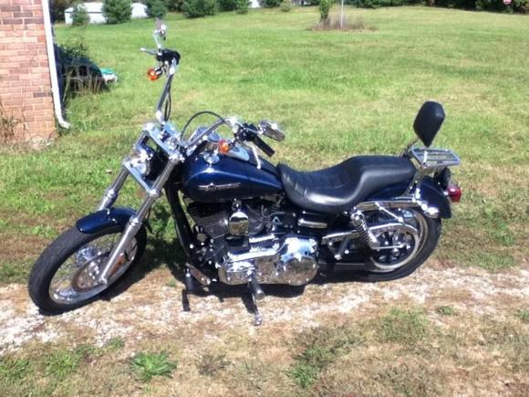 My new 2012 Dyna Super Glide Custom.  Big Blue Pearl.  Got it late in the summer and haven't got to enjoy it as much as I like yet.  Up next is new exhaust and bags.