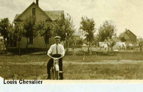 chevalier, louis, on motorbike 1900's