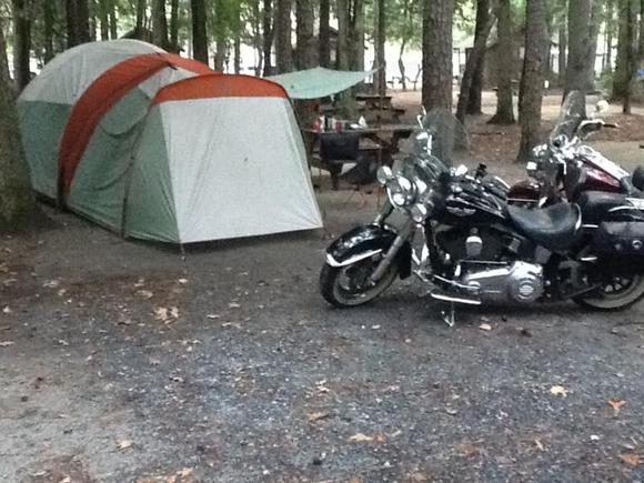 Our set up while camping (from OC bike week in this picture) yes that fits on the bikes