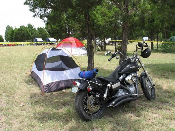 I met a great group of people on the ROT website message board and they held a spot for me to camp in behind the Paradise Bar.. I got there by around 1pm  2pm.six hours.  So, there was hardly anybody there yet.  I was super excited to be back in Austin!