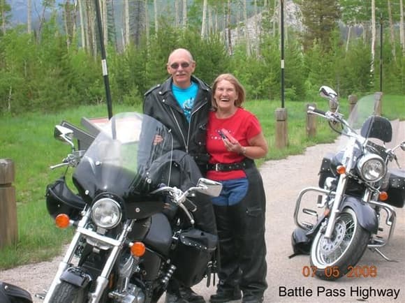 Crewzerdude and Wife on Battle Pass Highway, Wyoming