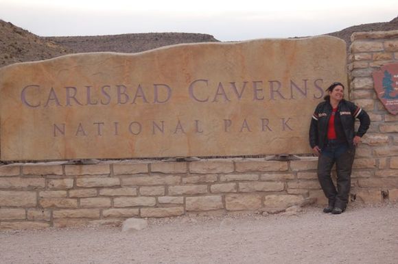Abby at the entrance to Carlsbad Caverns - 2009