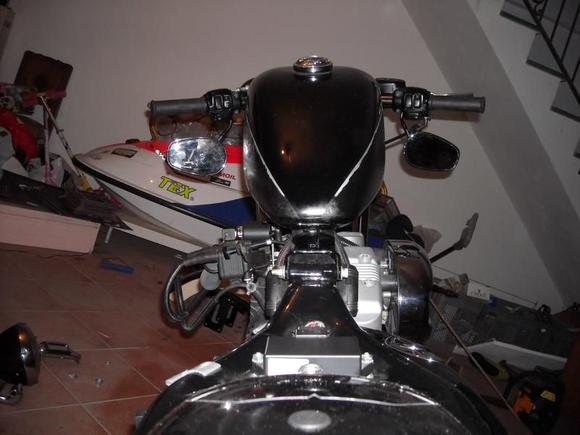 lifted tank ,under mirrors, drag bar NO seat