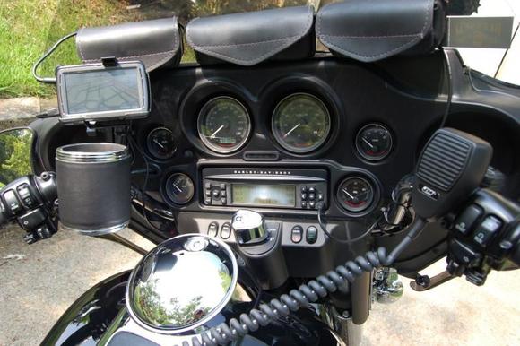 Garmin 850 GPS, hold my mp3's and tells me when I need to recalculate my route. :-)  J&amp;M Mic for the CB.