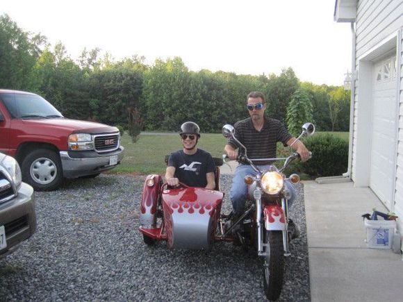 Son and I playing on the Hack (1970 CJ750)