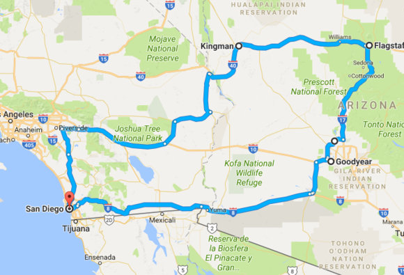 Total Route: 1000 miles.