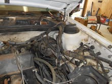 Trial fit of complete 1989 J body turbo coupe front harness into 1986 K body.