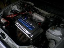 this is my friends old hatchy. pictures were taken b4 headers and couple other things. his setup was GSR Head, CAI, 4-1 headers, full exhaust, short shifter, stage2 clutch and flywheel, aem cam gears, fuel rails, fuel pressure, blox intake manifold, overbored throttle body, skunk2 stage1 camshafts. full tein racing suspension.
