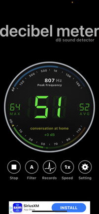 Obviously, every time I hit a bump in the road it would peek over 60 dB