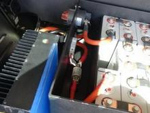 Viewing the battery pack charger in rear of vehicle