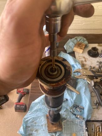 My best efforts at removing the broken bolt.  