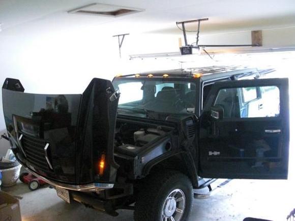 Battery died. Thank God neighbor mechanic was home to give me a charge, then I got a new one. H2 would only fit in garage after I had the rack taken off. Too wide for a single car garage &amp; in my double, I have a little extra room on each side. H2 is a big tank!