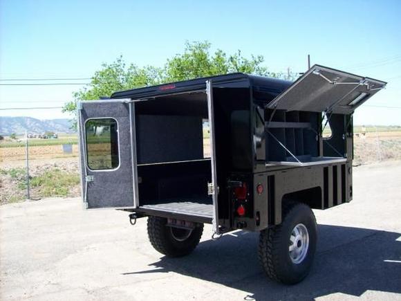 Military 1102 Topper Passenger view  BUILD A CUSTOM TOP FOR YOUR HUMMER OR 1102 TRAILER  WE BUILD SLANT BACK TOPS  SHIP TO YOUR FRONT DOOR. VERY HIGH QUALITY STUFF  WATER TIGHT ACCESS MFG WINTERS CALIFORNIA
